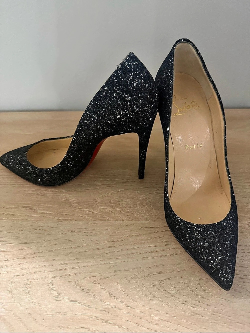 Christian Louboutin Pigalle Follies 100 Glitter Pumps Black